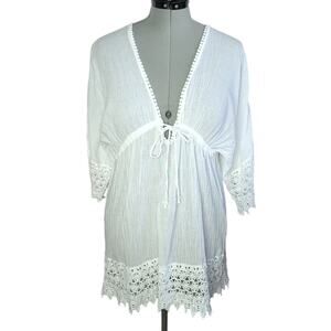 blue island beach cover up dress | Swim | Blue Island White And Silver Cartamodello per abito vintage Midnight Blue Draped Cocktail Size:US size 16W A unique embroidered geo